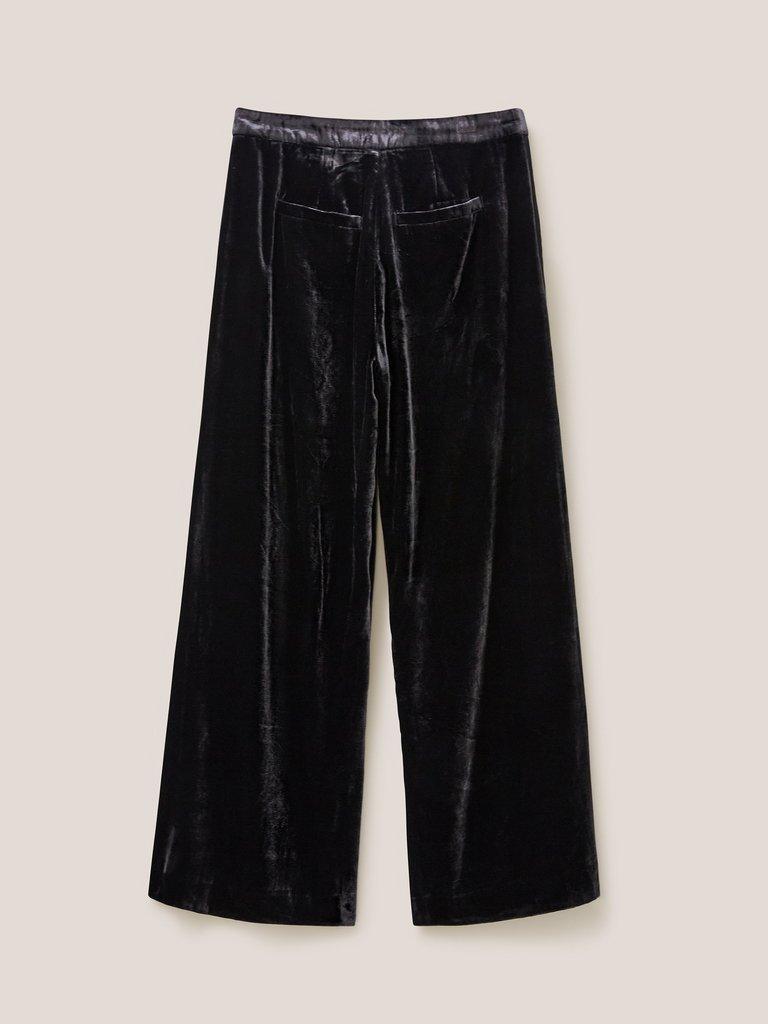 Jenny Velvet Wide Leg Trouser in PURE BLACK