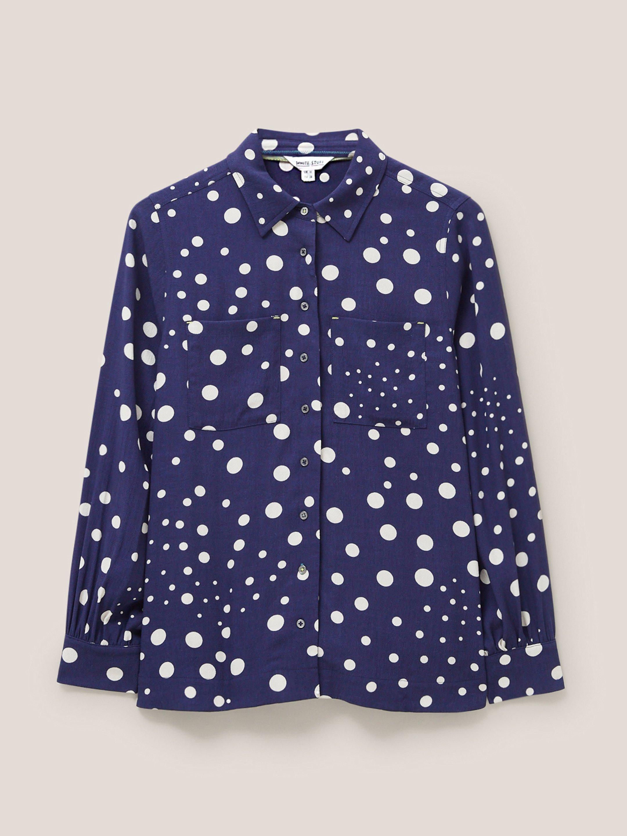 Ella Relaxed Shirt in NAVY MULTI - FLAT FRONT