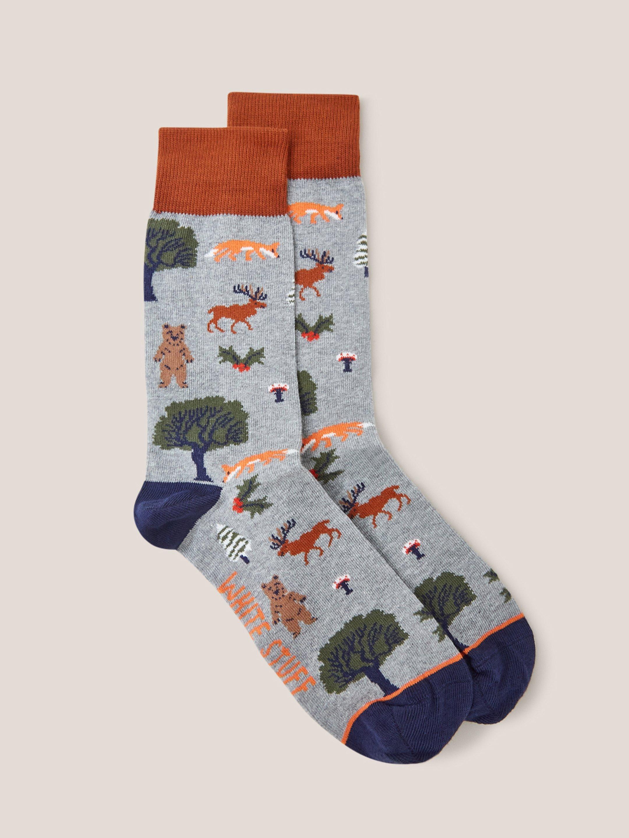 Forest Socks in a Cracker in GREY MLT - FLAT FRONT