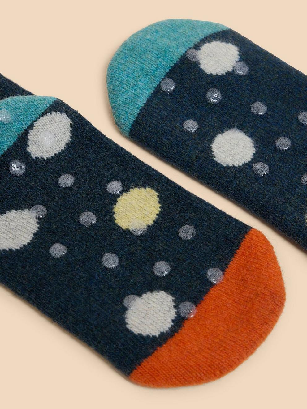 Spot Loopback Socks in BLUE MLT - FLAT FRONT