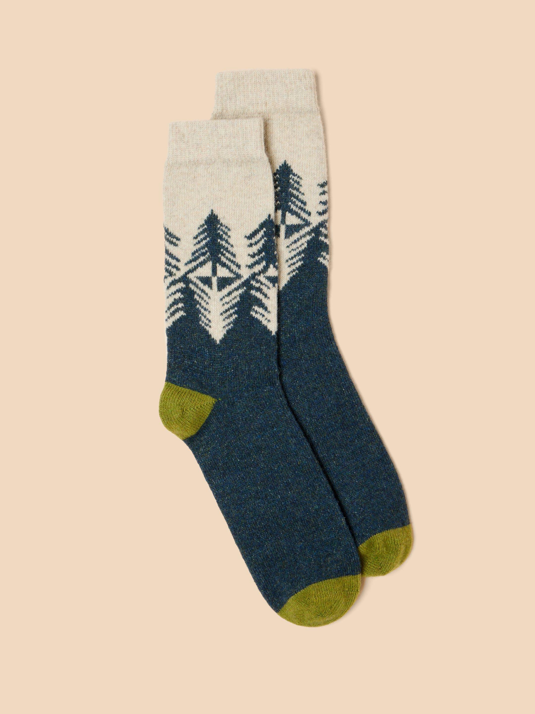 Forest Scenic Wool Mix Socks in GREEN MULTI