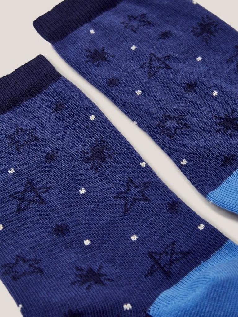 Sparkle Star Ankle Socks in NAVY MULTI - FLAT DETAIL