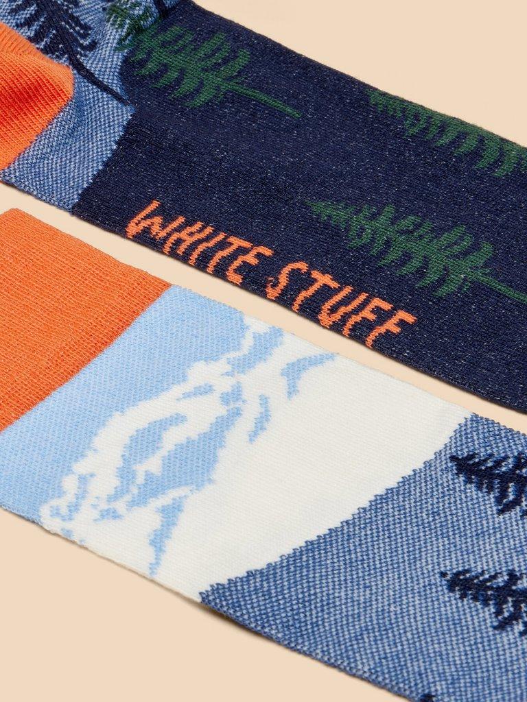 Alpine Scenic Ankle Socks in BLUE MLT - FLAT DETAIL