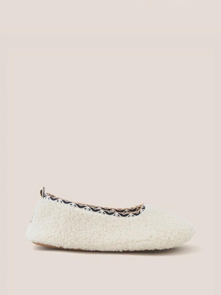 Borg Ballet Slipper in DARK NATURAL White Stuff