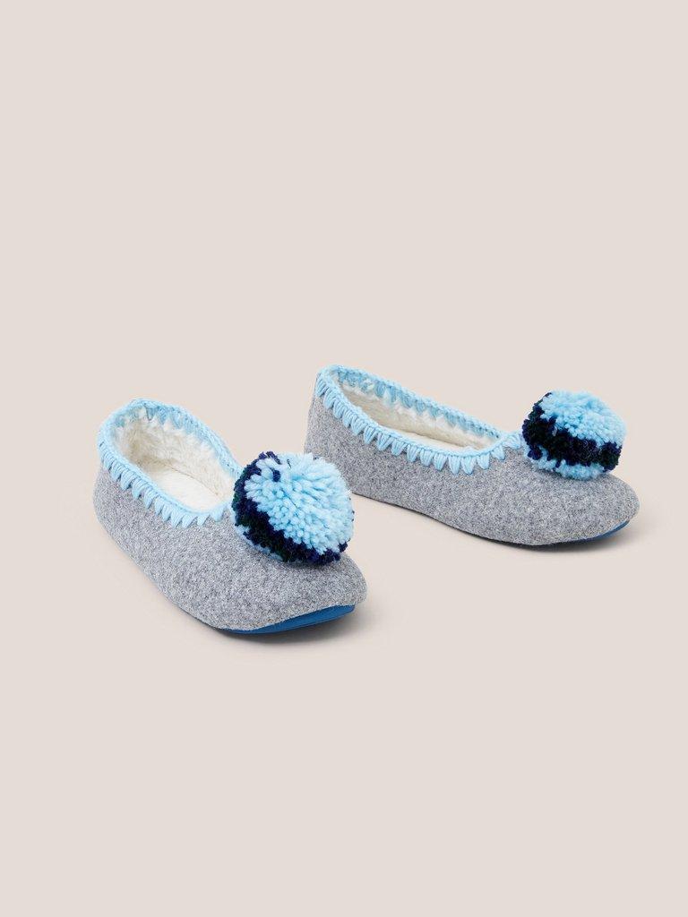 Pom Felt Ballet Slipper in MID GREY - FLAT FRONT