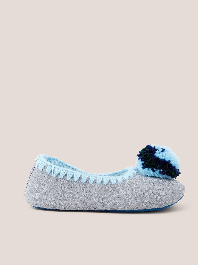 Pom Felt Ballet Slipper in MID GREY - MODEL FRONT