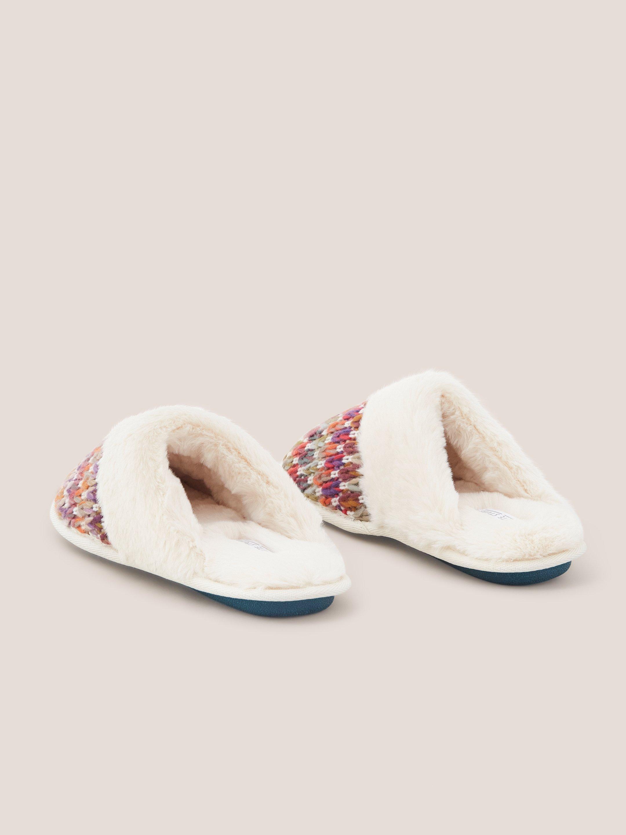 Knitted Mule Slipper in NAT MLT - FLAT BACK