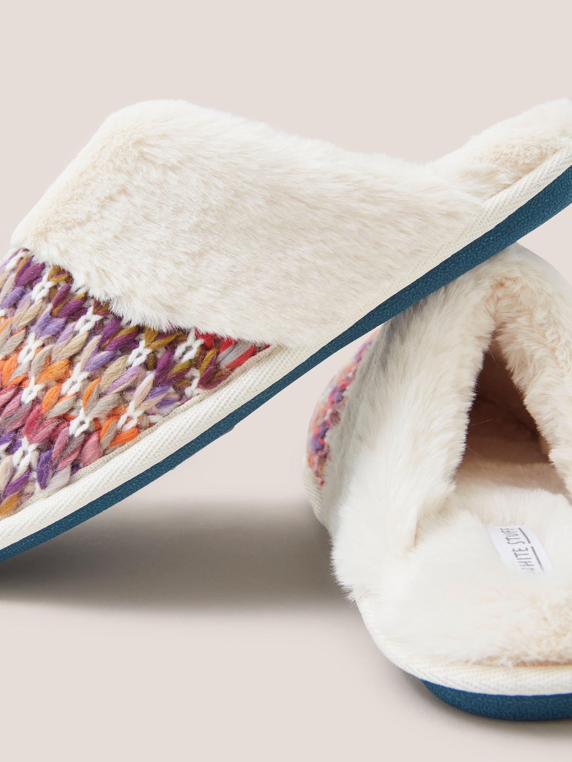 Knitted Mule Slipper in NAT MLT - FLAT DETAIL