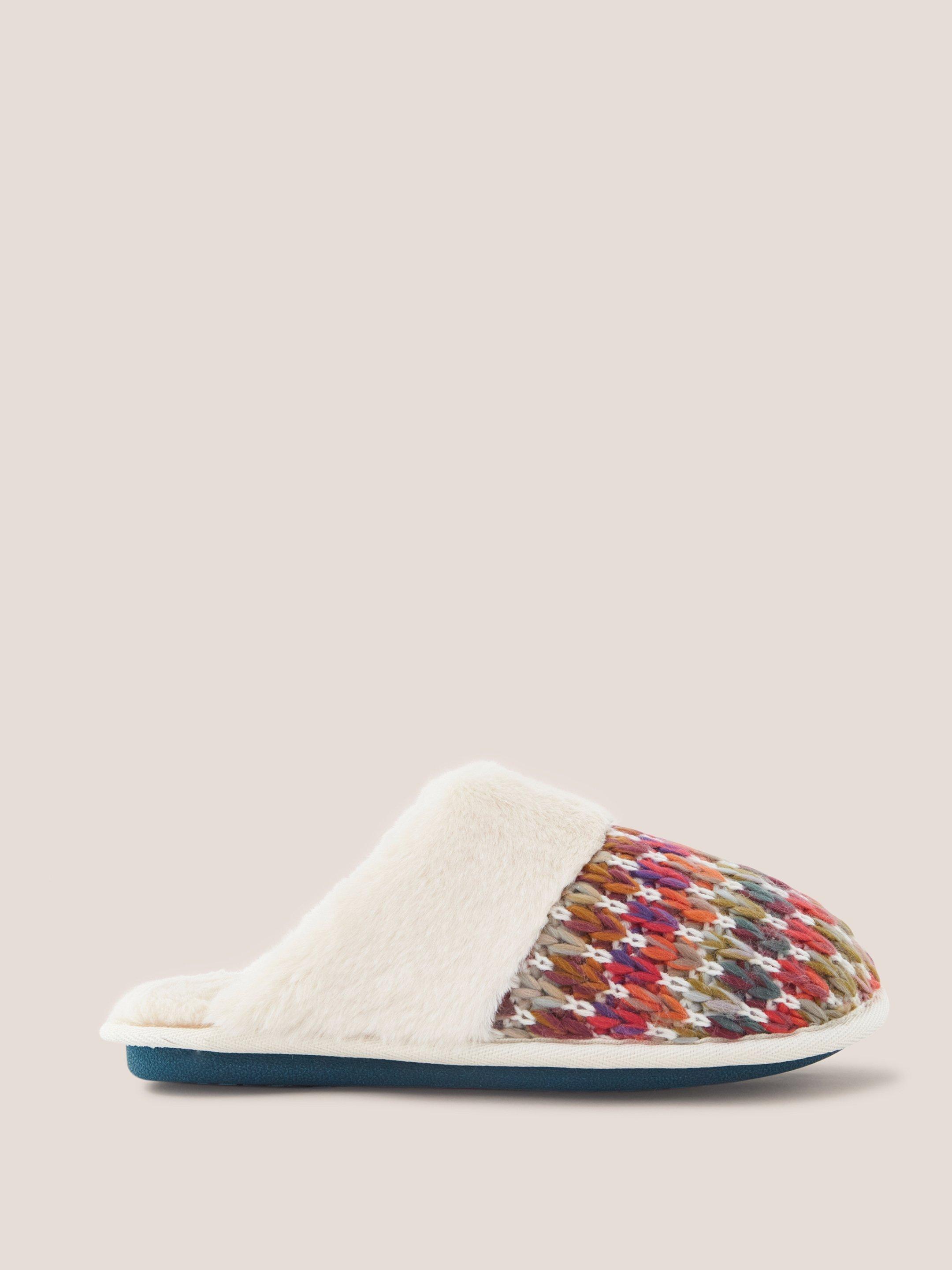 Knitted Mule Slipper in NATURAL MULTI White Stuff