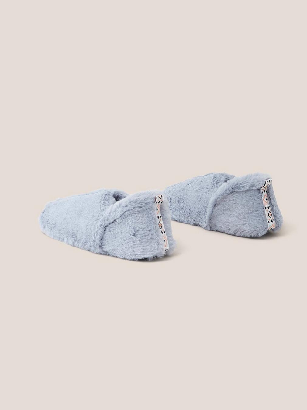 Faux Fur Slipper in LGT BLUE - FLAT BACK