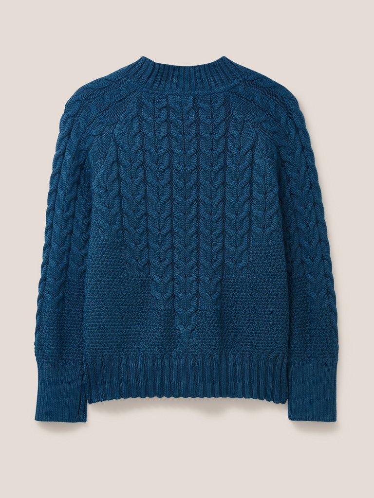 CABLE YOKE JUMPER in MID BLUE - FLAT BACK