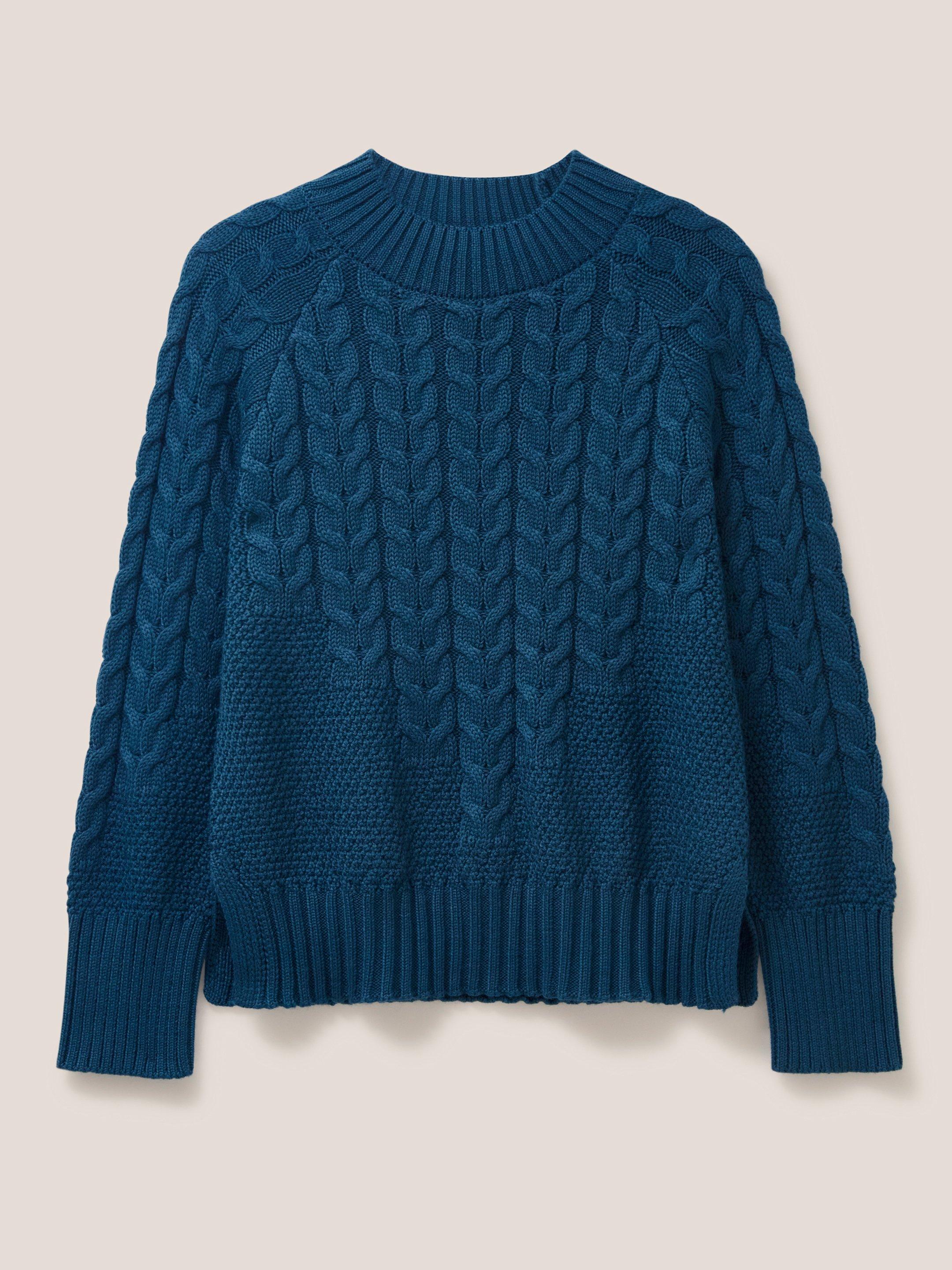 CABLE YOKE JUMPER in MID BLUE - FLAT FRONT