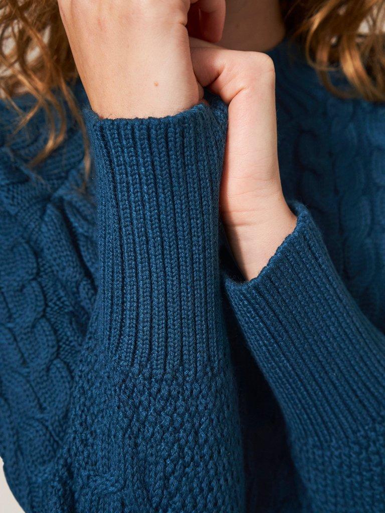 CABLE YOKE JUMPER in MID BLUE - MODEL DETAIL