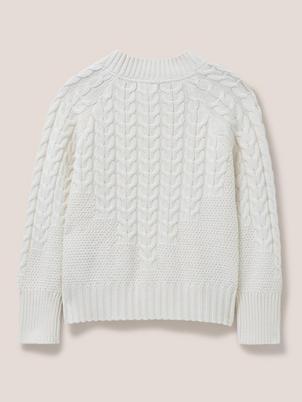 CABLE YOKE JUMPER in PALE IVORY - FLAT BACK