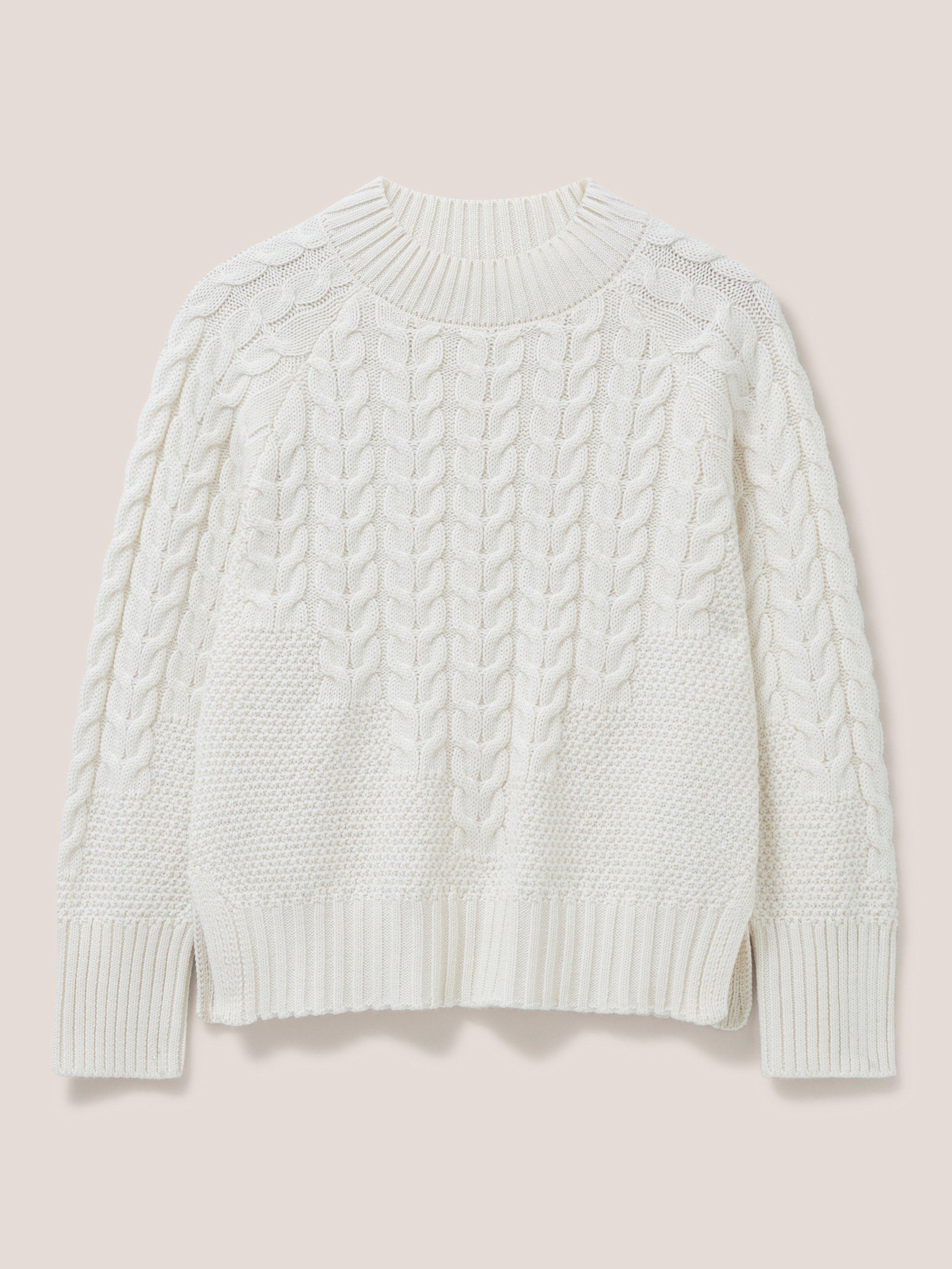 CABLE YOKE JUMPER in PALE IVORY - FLAT FRONT