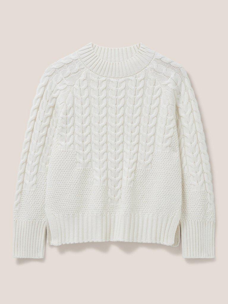 CABLE YOKE JUMPER in PALE IVORY - FLAT FRONT