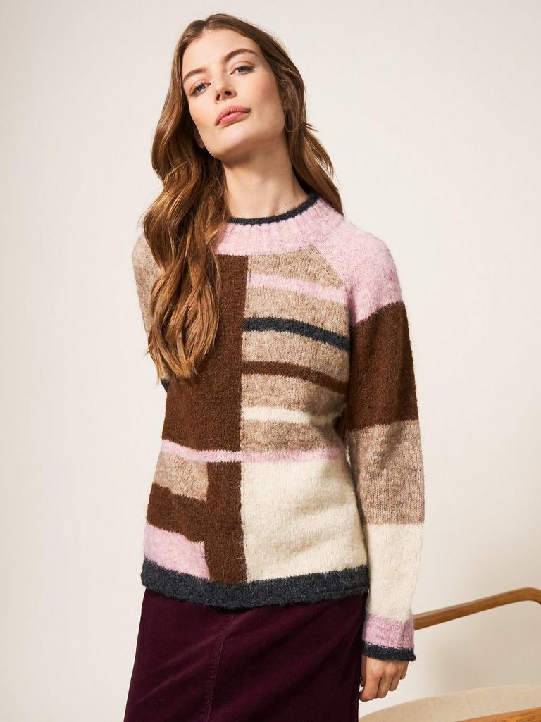 MEDWAY COLOURBLOCK JUMPER in NATURAL MULTI | White Stuff