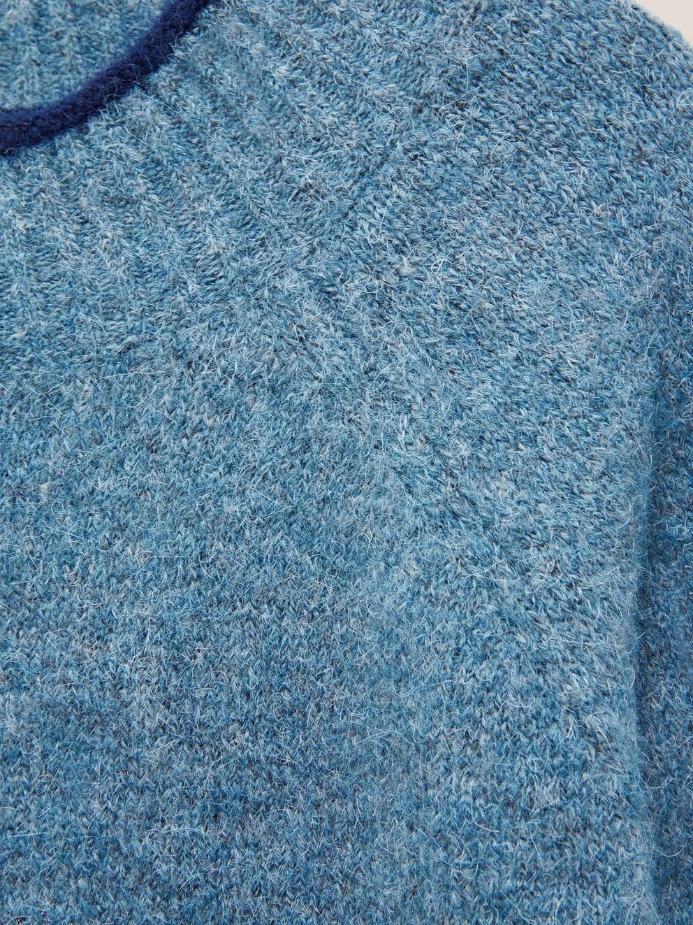 MEDWAY JUMPER in MID BLUE - FLAT DETAIL