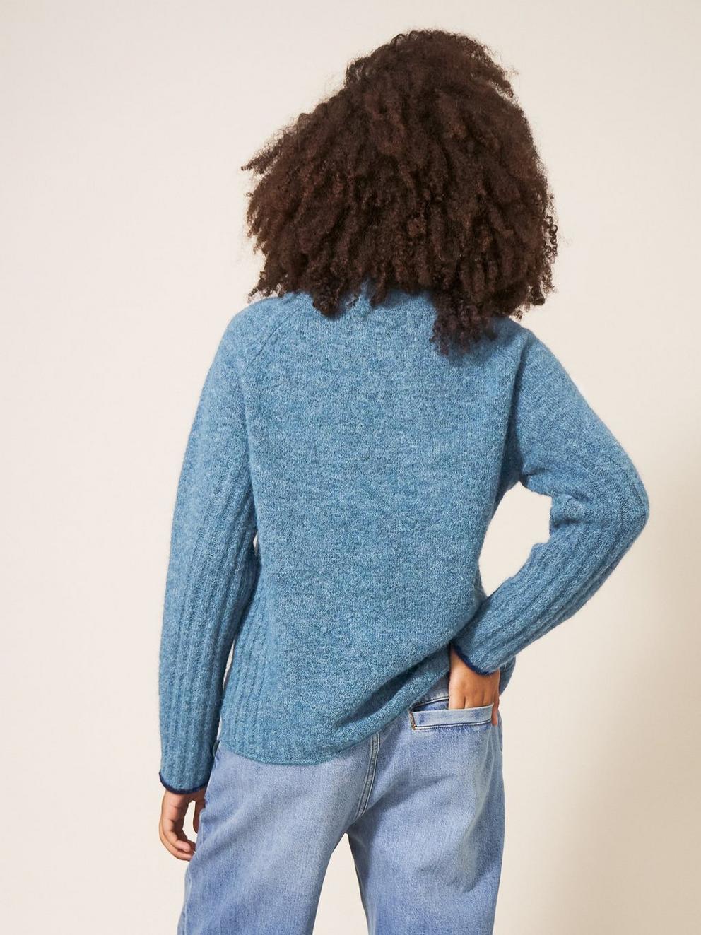 MEDWAY JUMPER in MID BLUE - MODEL BACK