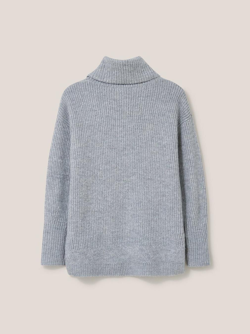 LOVELY RIB JUMPER in LGT GREY - FLAT BACK