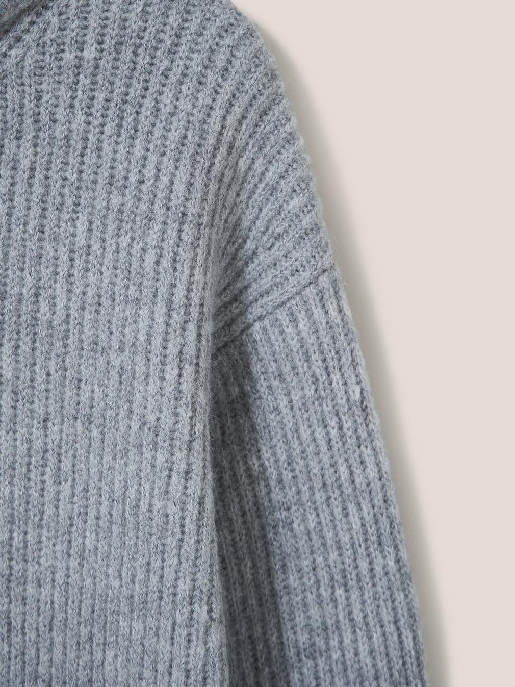 LOVELY RIB JUMPER in LGT GREY - FLAT DETAIL