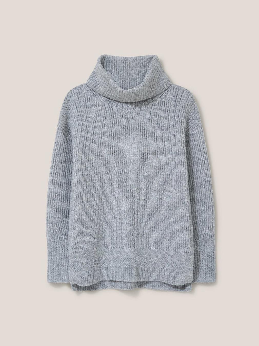 LOVELY RIB JUMPER in LGT GREY - FLAT FRONT