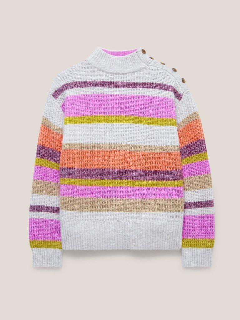 RAINBOW STRIPE JUMPER in NAT MLT - FLAT FRONT