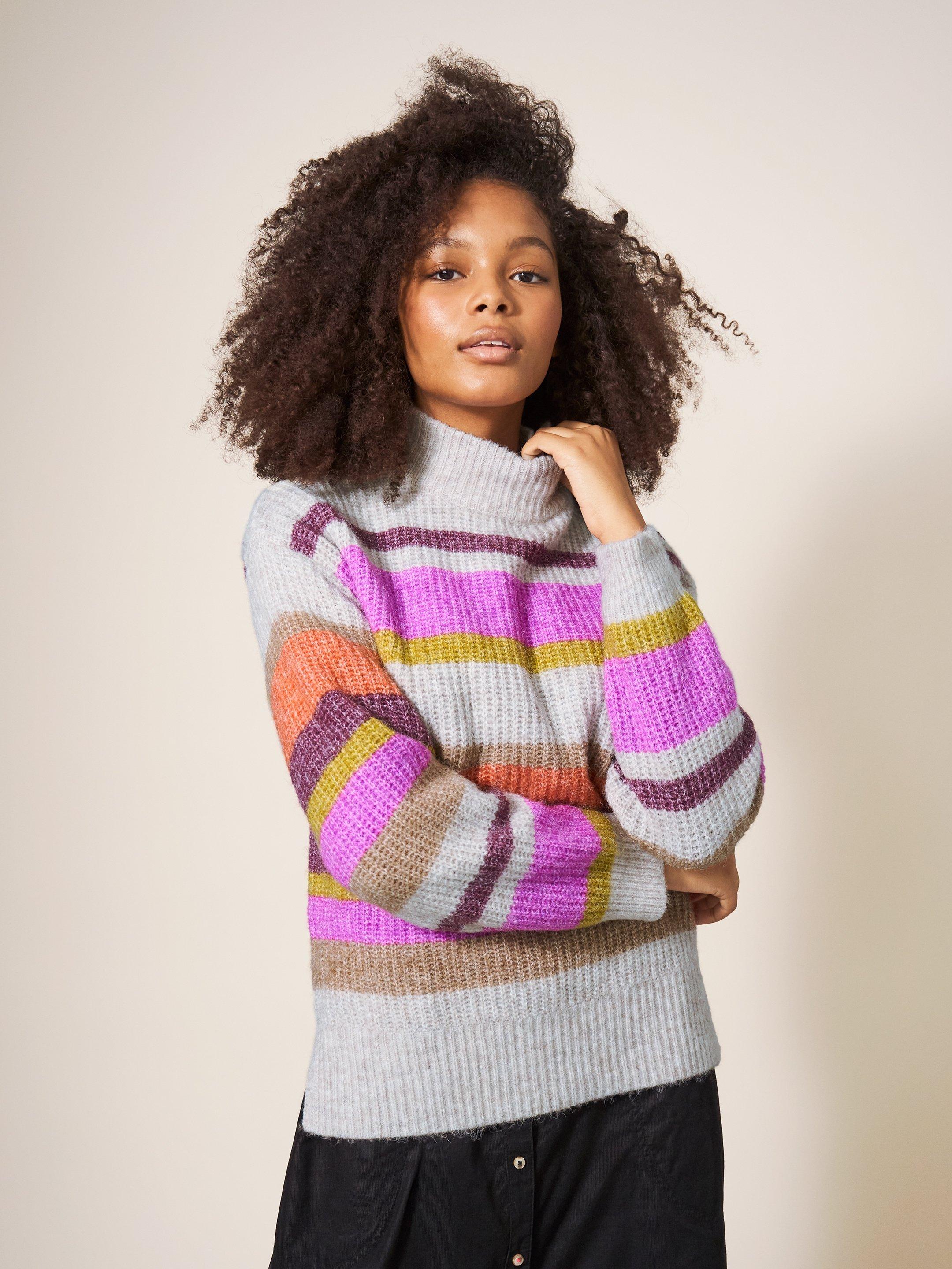 RAINBOW STRIPE JUMPER in NAT MLT - LIFESTYLE