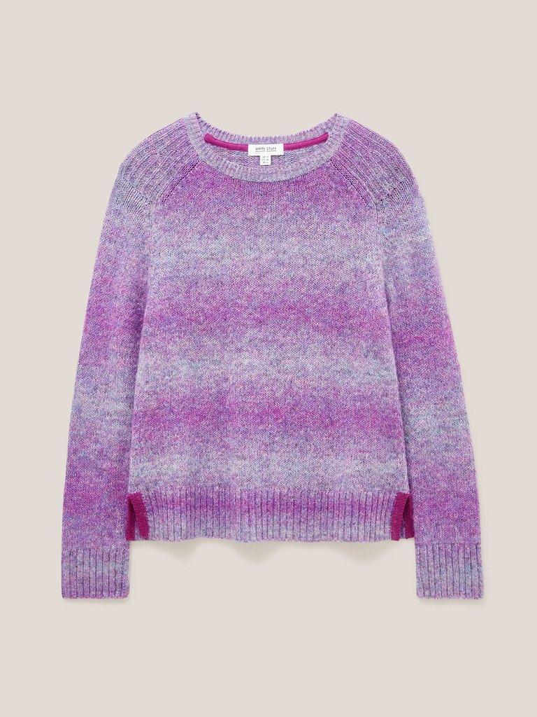 SPACE DYE WOOL JUMPER in PURPLE MLT - FLAT FRONT