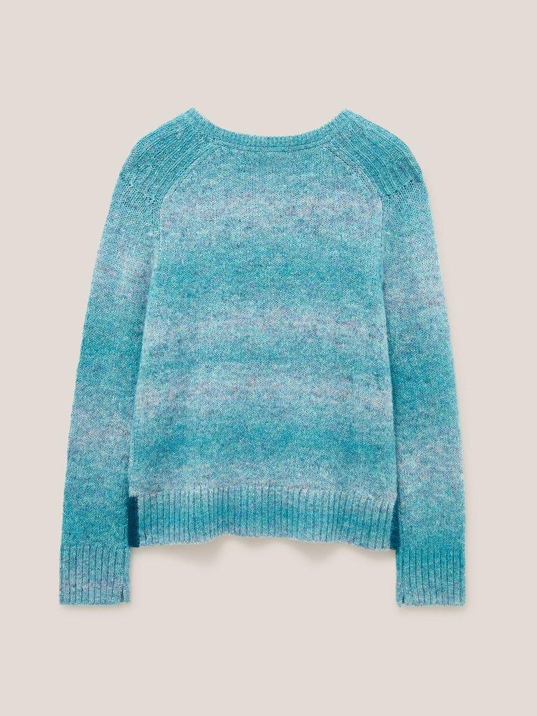 SPACE DYE WOOL JUMPER in TEAL MLT - FLAT BACK