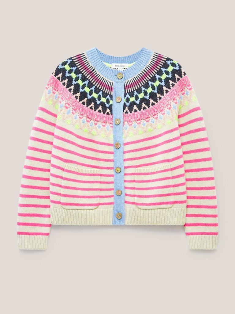 WOODLAND FAIRISLE CARDI in PINK MULTI | White Stuff