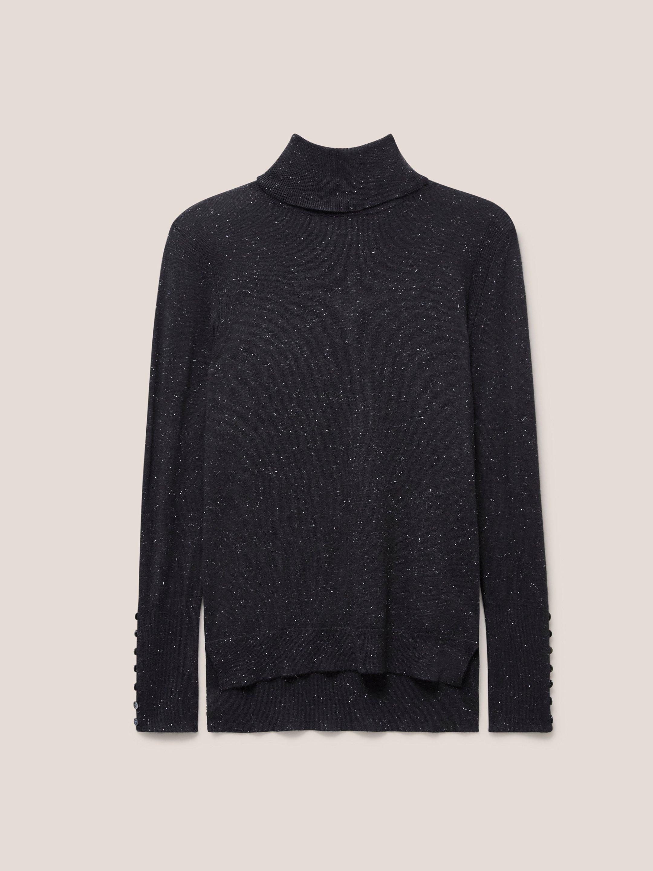 SPARKLE ROLL NECK JUMPER in CHARC GREY - FLAT FRONT