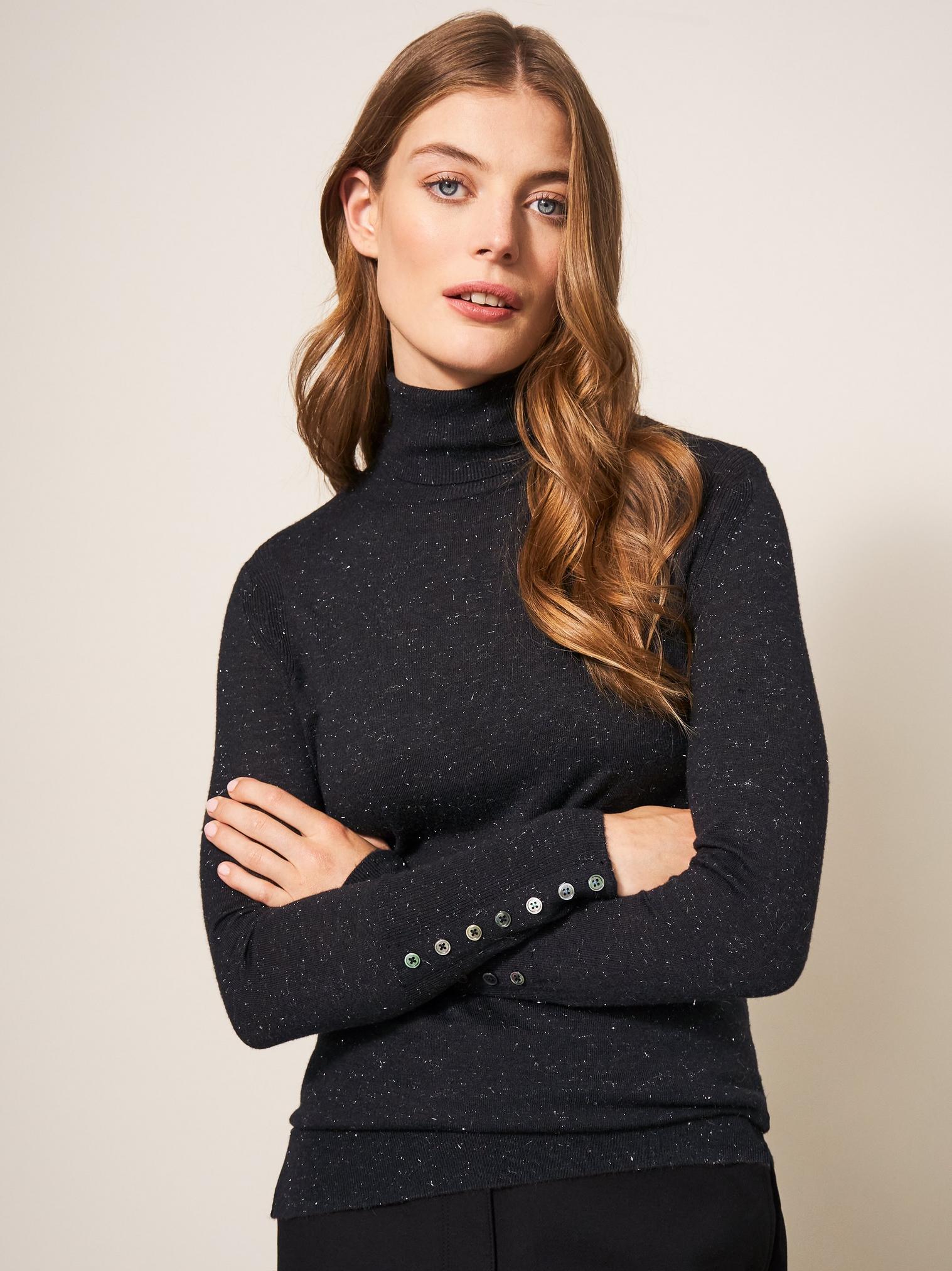 SPARKLE ROLL NECK JUMPER in CHARC GREY - LIFESTYLE