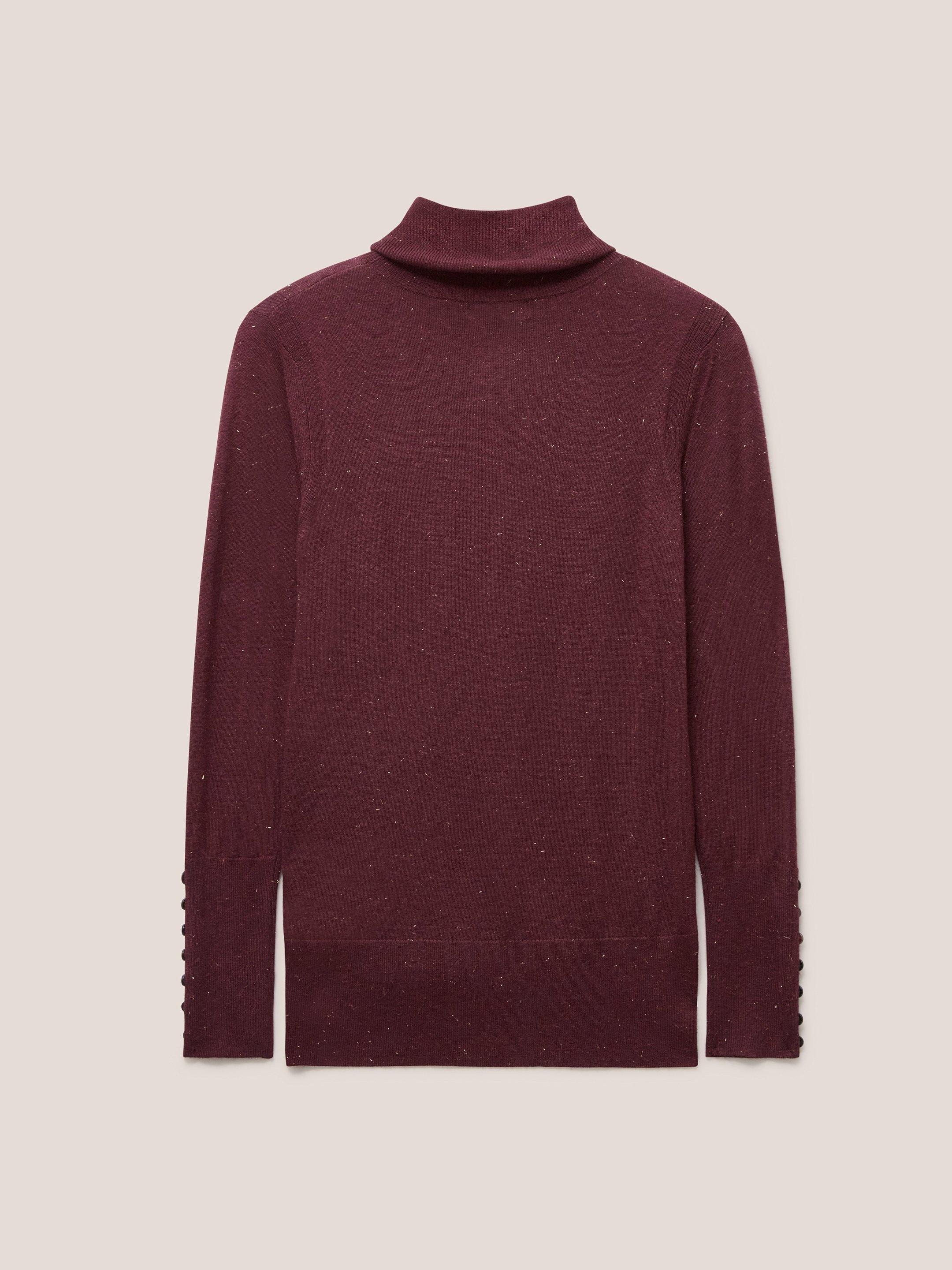 SPARKLE ROLL NECK JUMPER in DK PLUM - FLAT BACK