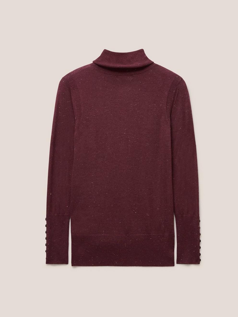 SPARKLE ROLL NECK JUMPER in DK PLUM - FLAT BACK