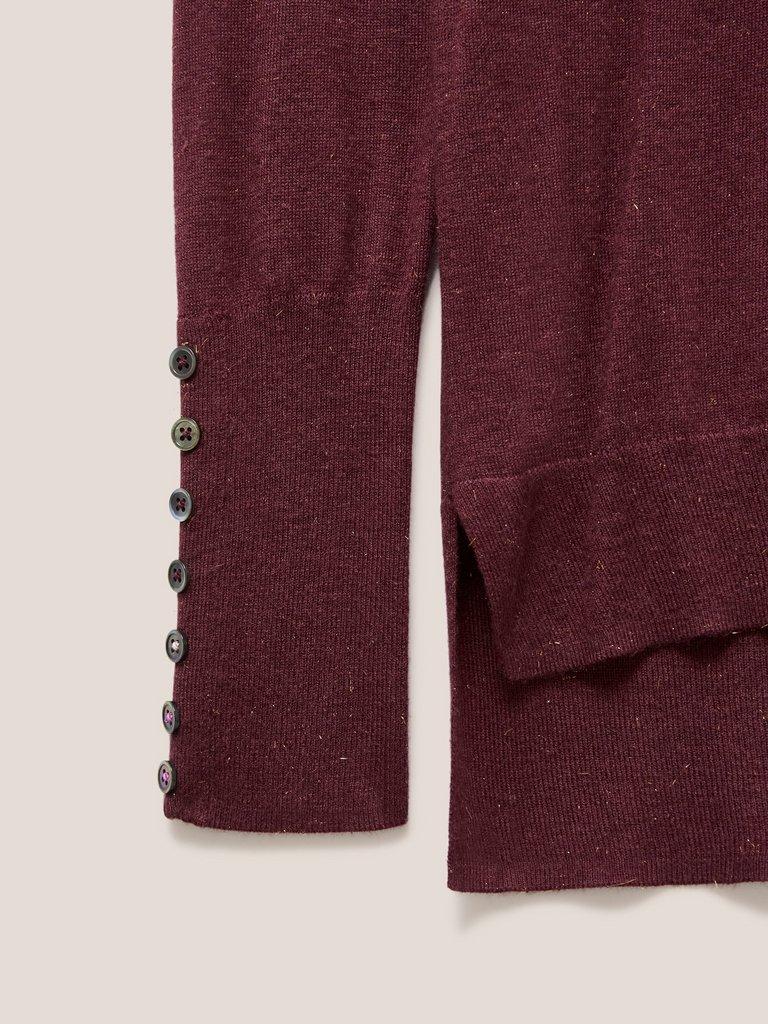 SPARKLE ROLL NECK JUMPER in DK PLUM - FLAT DETAIL