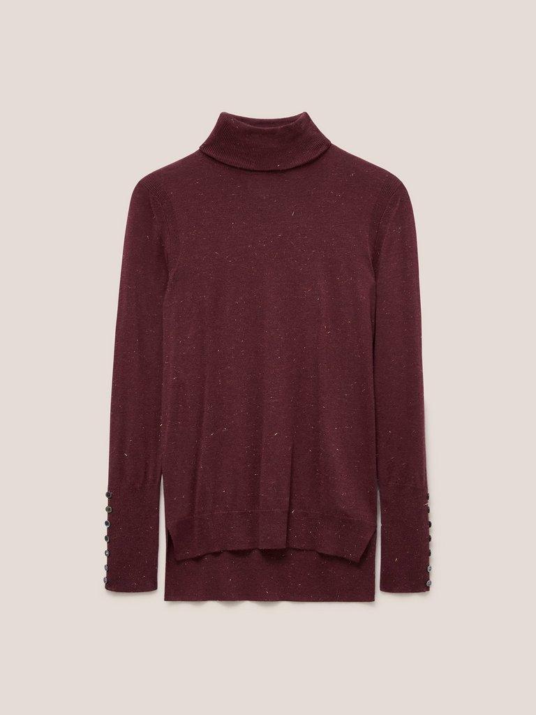 SPARKLE ROLL NECK JUMPER in DK PLUM - FLAT FRONT