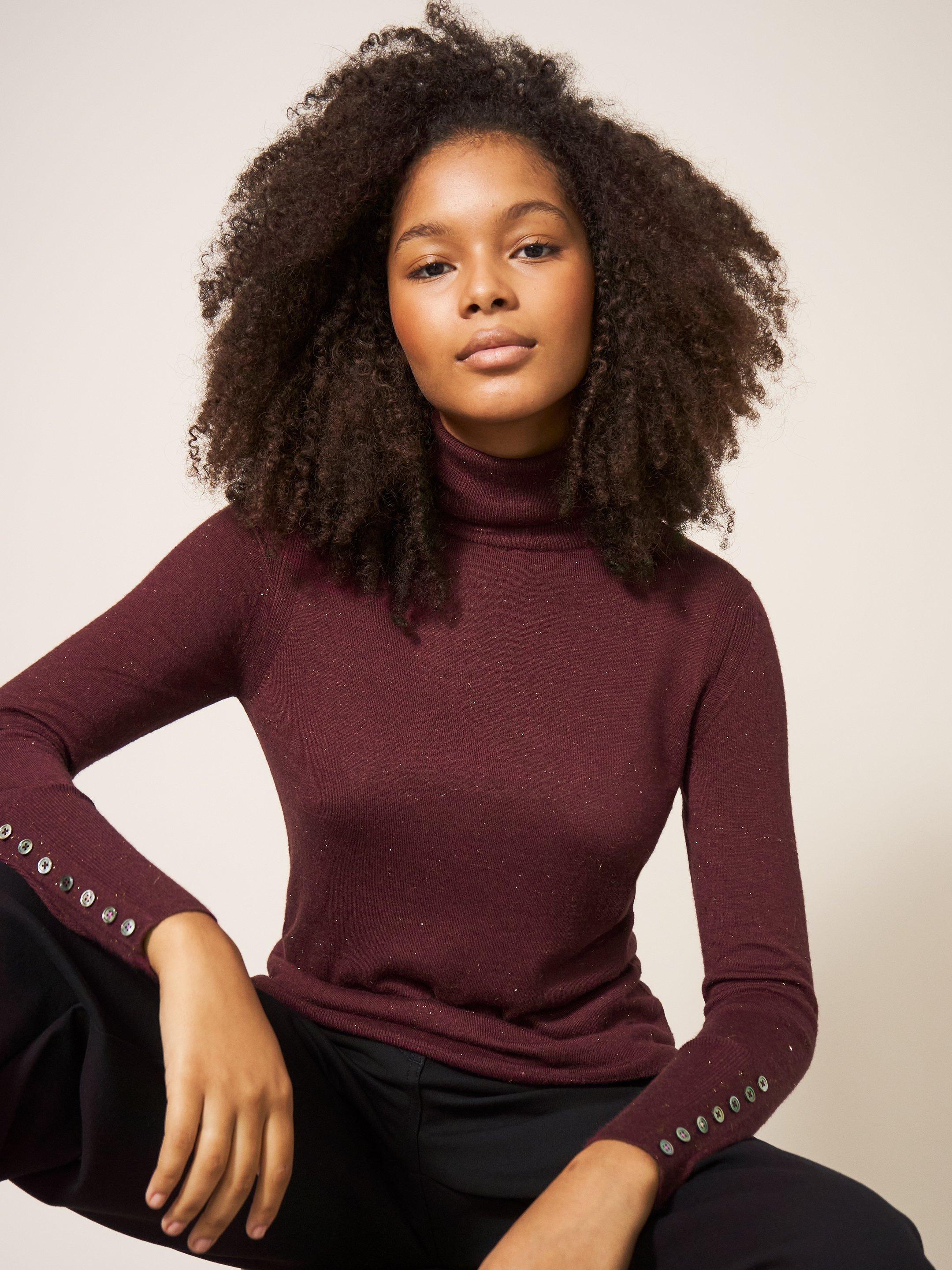 Burgundy polo 2025 neck jumper womens