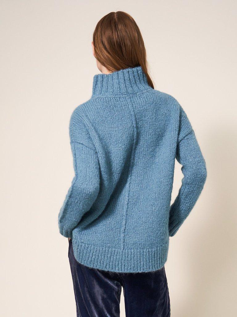 FRIEDA JUMPER in MID BLUE - MODEL BACK