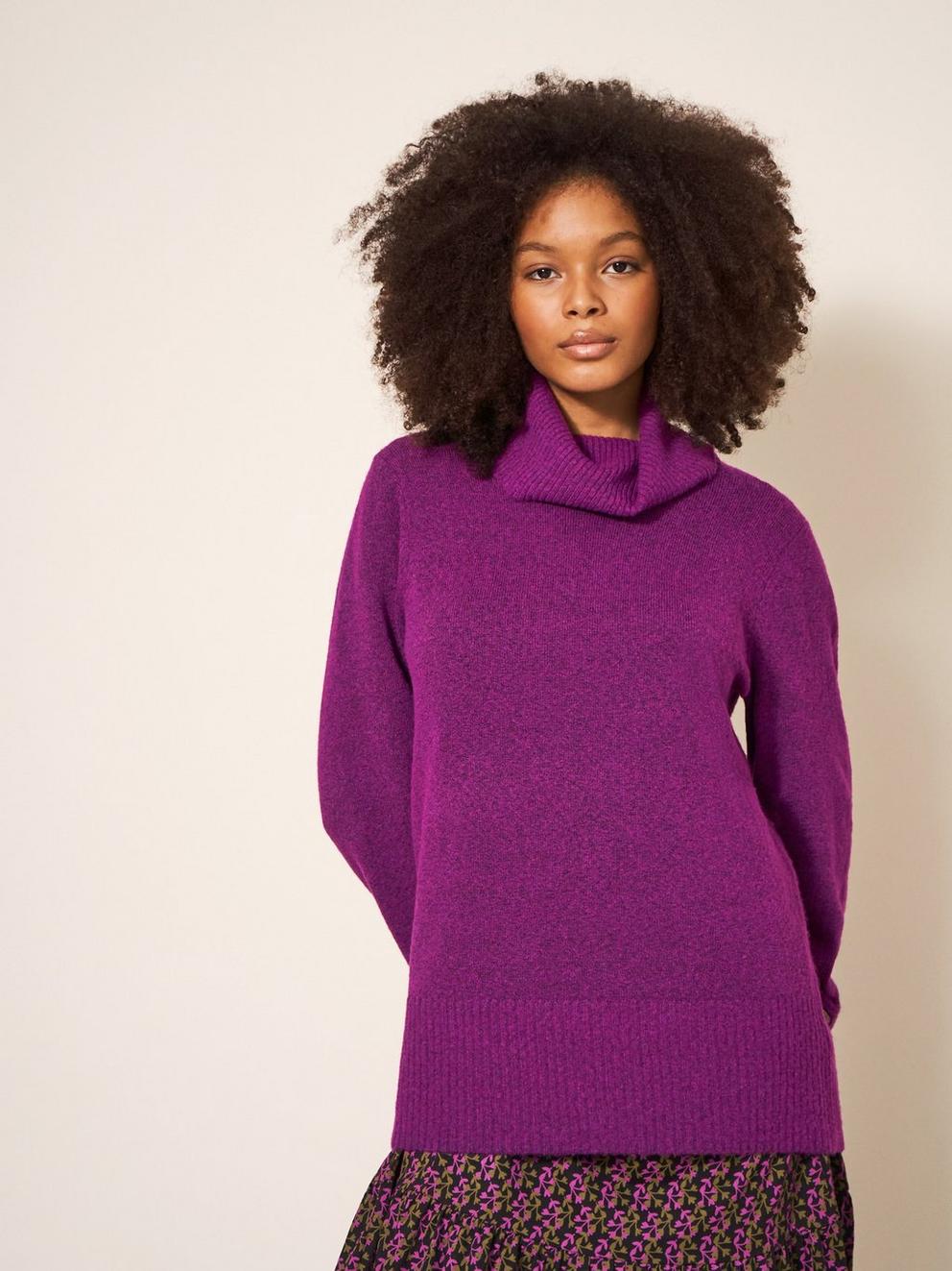 WAVERLY JUMPER in MID PURPLE - MODEL DETAIL