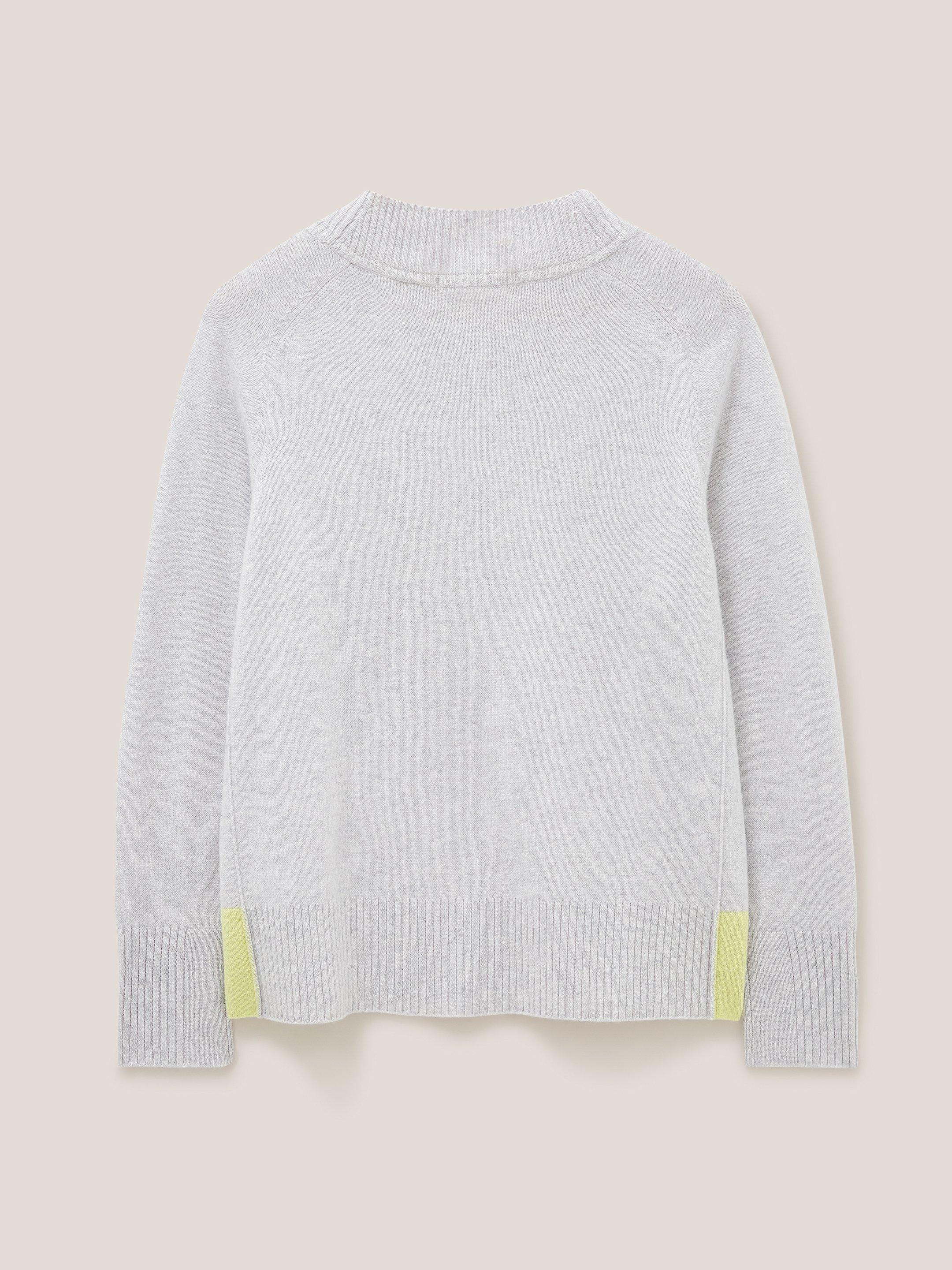 CORA CREW NECK CASHMERE JUMPER in MID GREY - FLAT BACK