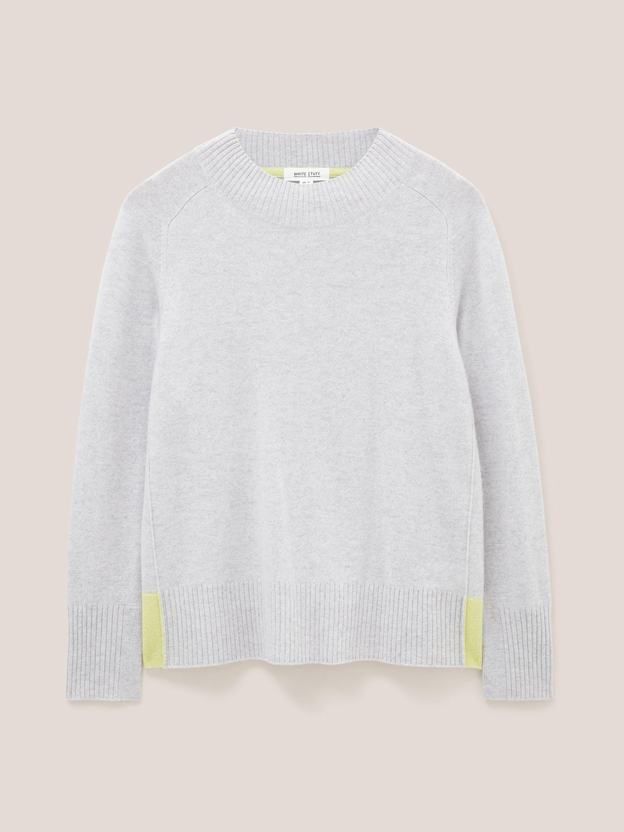 CORA CREW NECK CASHMERE JUMPER in MID GREY - FLAT FRONT