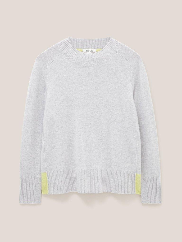 CORA CREW NECK CASHMERE JUMPER in MID GREY - FLAT FRONT