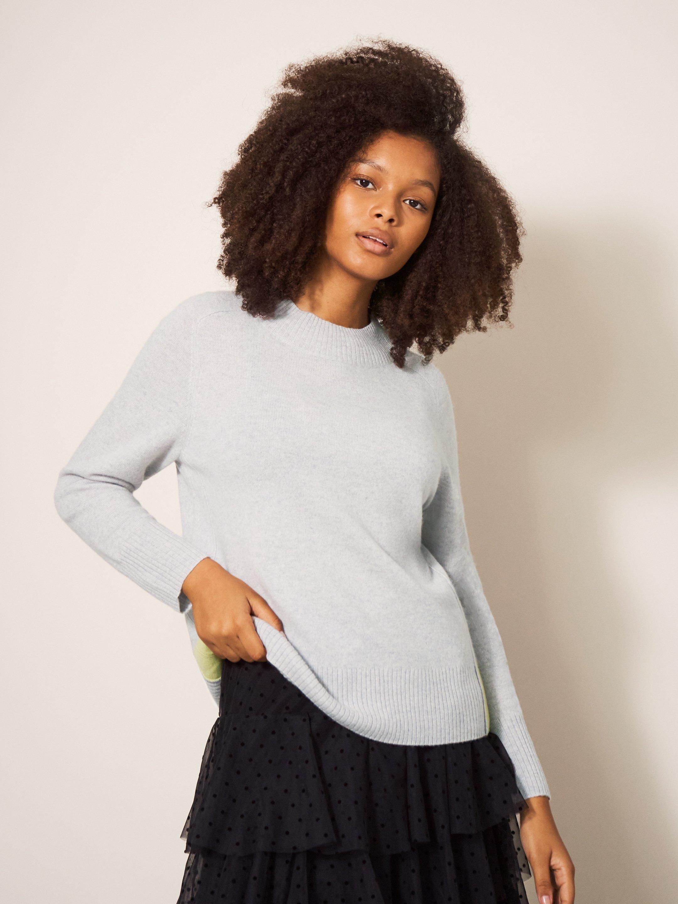 CORA CREW NECK CASHMERE JUMPER in MID GREY White Stuff