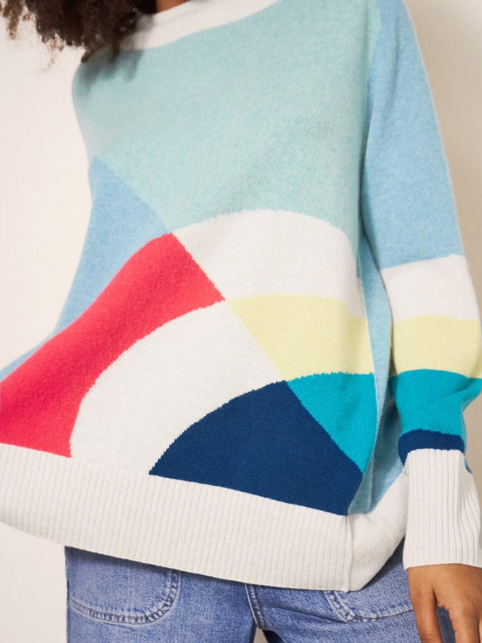CORA CREW NECK CASHMERE JUMPER in NAT MLT - MODEL DETAIL