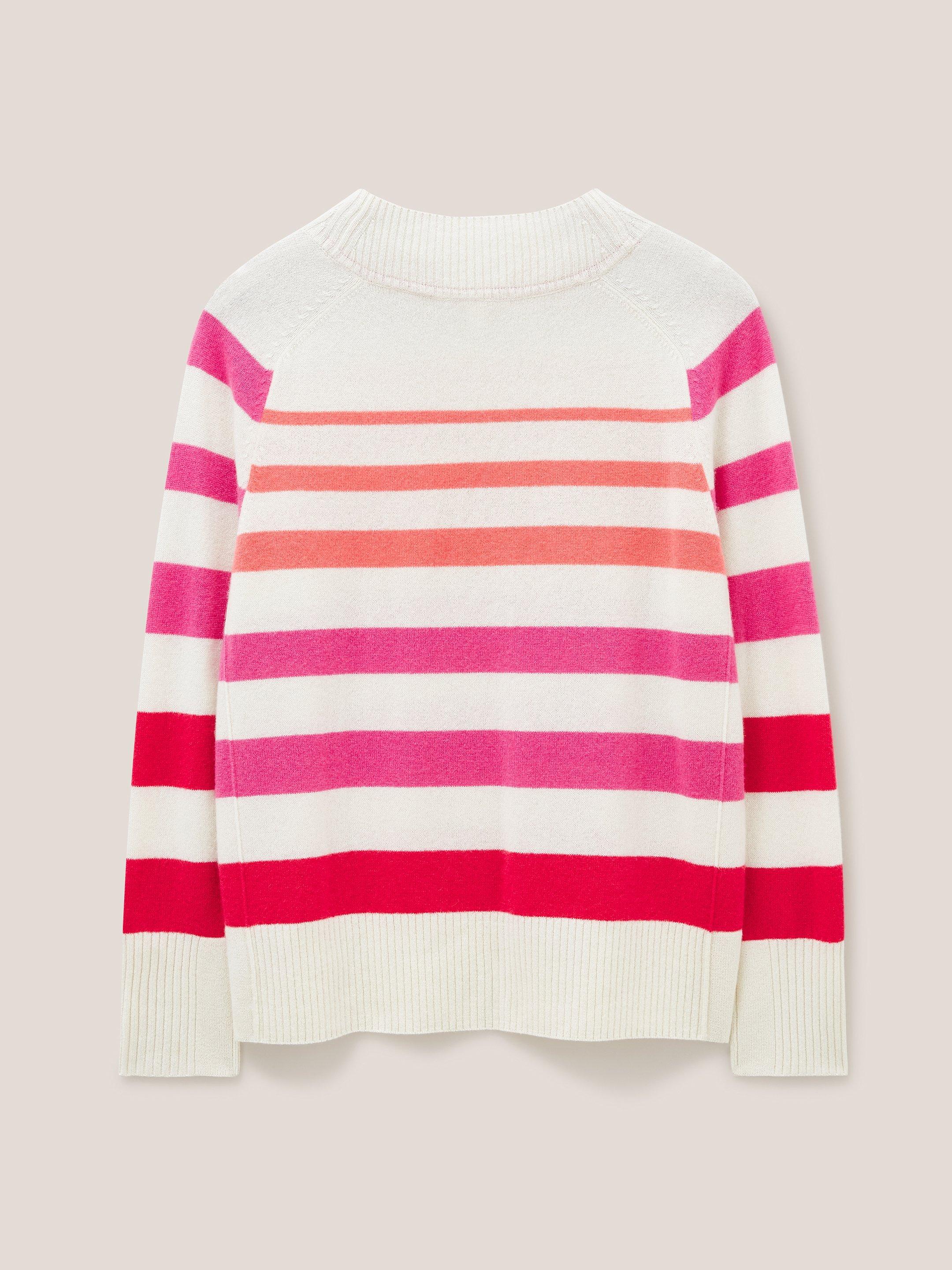 CORA CREW NECK CASHMERE JUMPER in PINK MLT - FLAT BACK