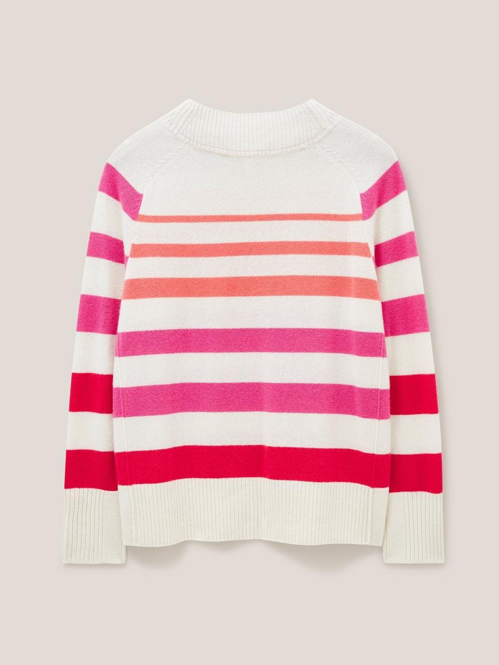 CORA CREW NECK CASHMERE JUMPER in PINK MLT - FLAT BACK