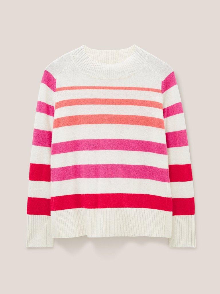 CORA CREW NECK CASHMERE JUMPER in PINK MLT - FLAT FRONT