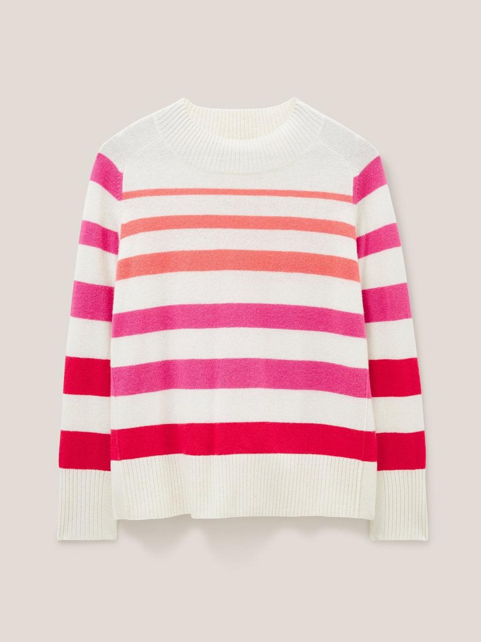 CORA CREW NECK CASHMERE JUMPER in PINK MLT - FLAT FRONT