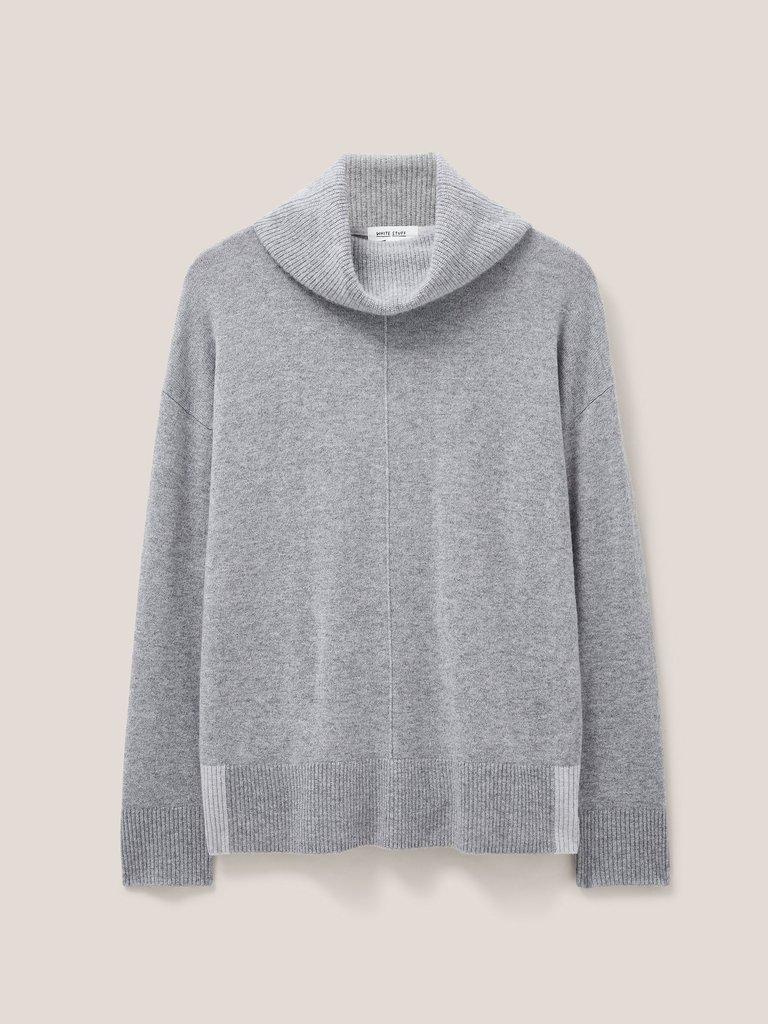 CALLIE H NECK CASHMERE JUMPER in MID GREY - FLAT FRONT